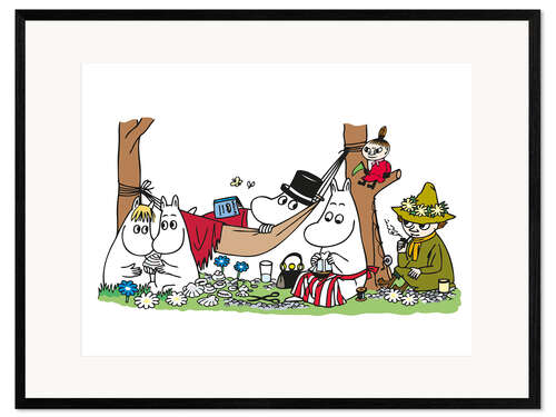 Innrammet kunsttrykk The Moomins - family ties