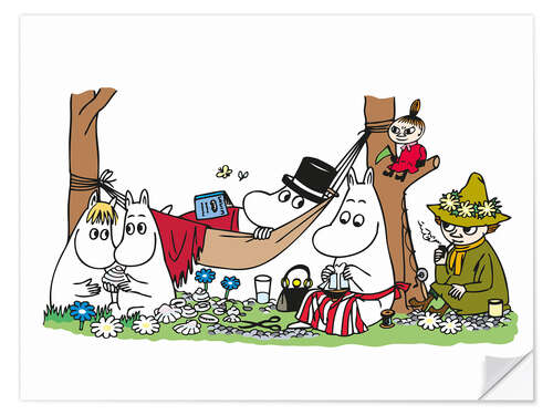 Selvklebende plakat The Moomins - family ties