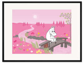 Gerahmter Kunstdruck Mumin und der Sonnenuntergang