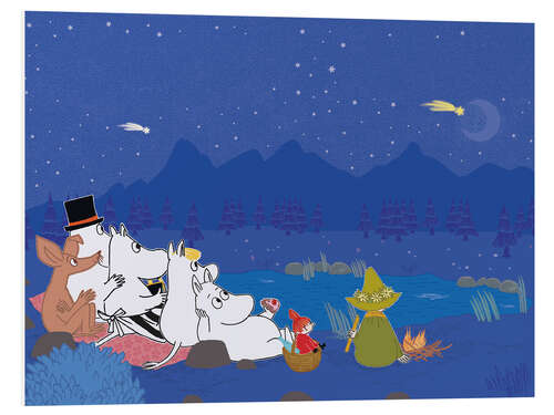 Quadro em PVC The Moomins under shooting stars