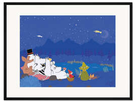 Gerahmter Kunstdruck Die Mumins unter Sternschnuppen