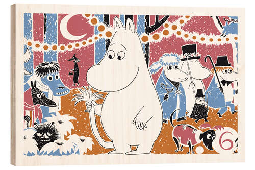 Wood print Moomin Party