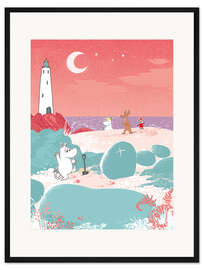 Gerahmter Kunstdruck Die Mumins am Sandstand