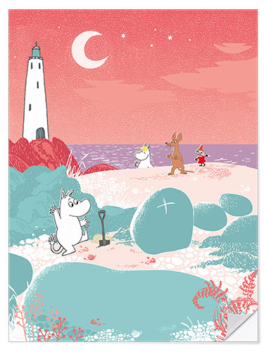 Selvklebende plakat The Moomins at the beach