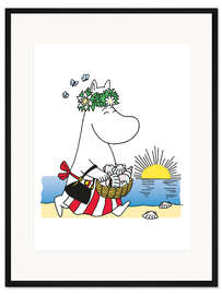 Gerahmter Kunstdruck Muminmama am Strand