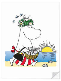 Selvklebende plakat Moominmamma at the beach