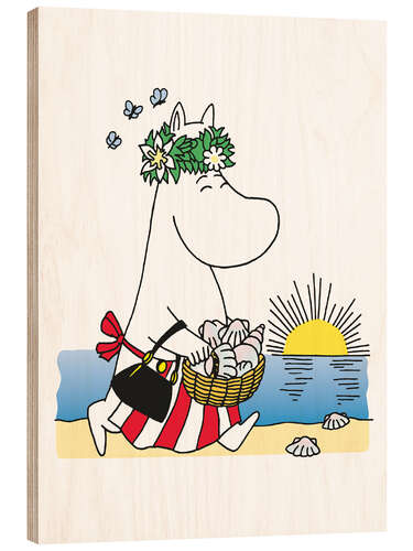 Tableau en bois Moominmamma at the beach