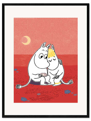 Inramat konsttryck Moomins by moonlight