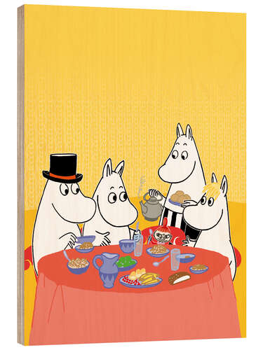 Wood print Moomins at the table