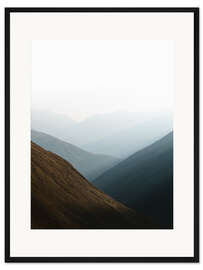 Gerahmter Kunstdruck Schweizer Berge im Morgenlicht