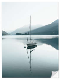 Självhäftande poster Sailboat on Swiss mountain lake