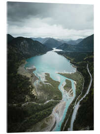 Akrylglastavla The course of the Isar Delta, Bavarian Alps