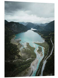 Foam board print The course of the Isar Delta, Bavarian Alps