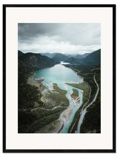 Framed art print The course of the Isar Delta, Bavarian Alps