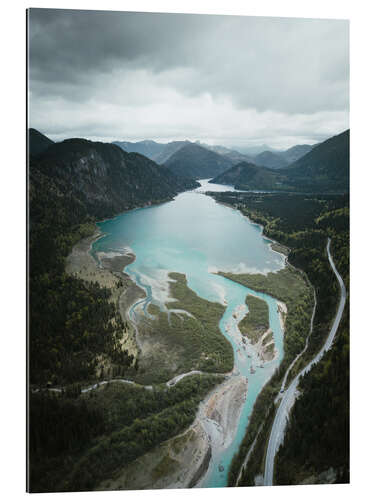 Gallery print The course of the Isar Delta, Bavarian Alps