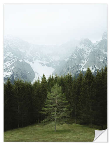 Wandsticker Baum im Alpenpanorama