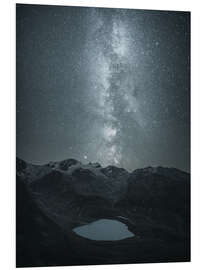 Cuadro de PVC Milky Way over Swiss glacial lake