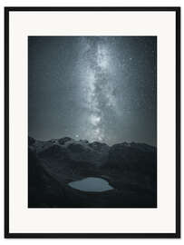 Gerahmter Kunstdruck Milchstraße über Schweizer Gletschersee