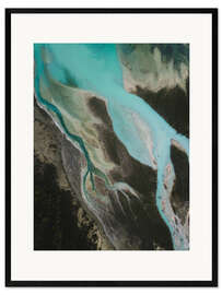 Ingelijste kunstdruk The course of the Bavarian Isar Delta