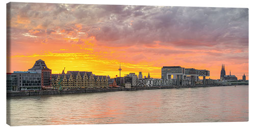 Canvas print Cologne skyline at sunset