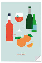 Selvklæbende plakat Aperol Spritz ingredients