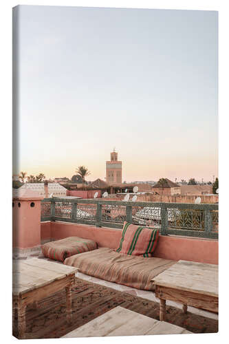 Quadro em tela Pastel color rooftop in Marrakech