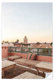 Selvklebende plakat Pastel color rooftop in Marrakech