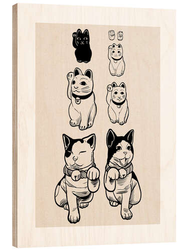 Wood print Maneki-neko