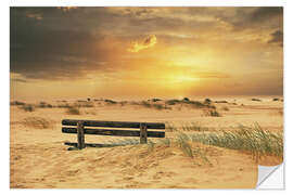 Selvklebende plakat Bench in the dunes