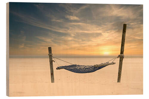 Wood print Hammock in sunset