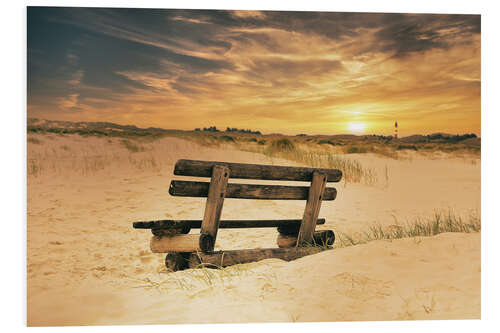 PVC-tavla Wooden bench in the dunes