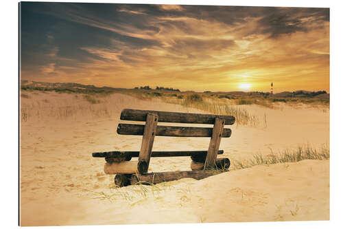 Galleriprint Wooden bench in the dunes