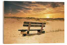 Quadro de madeira Wooden bench in the dunes