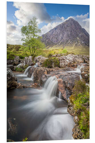 Foam board print Etive Mor waterfall in Glencoe, Scotland