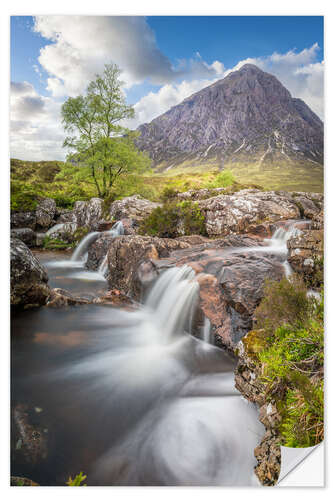 Sticker mural Etive Mor waterfall in Glencoe, Scotland