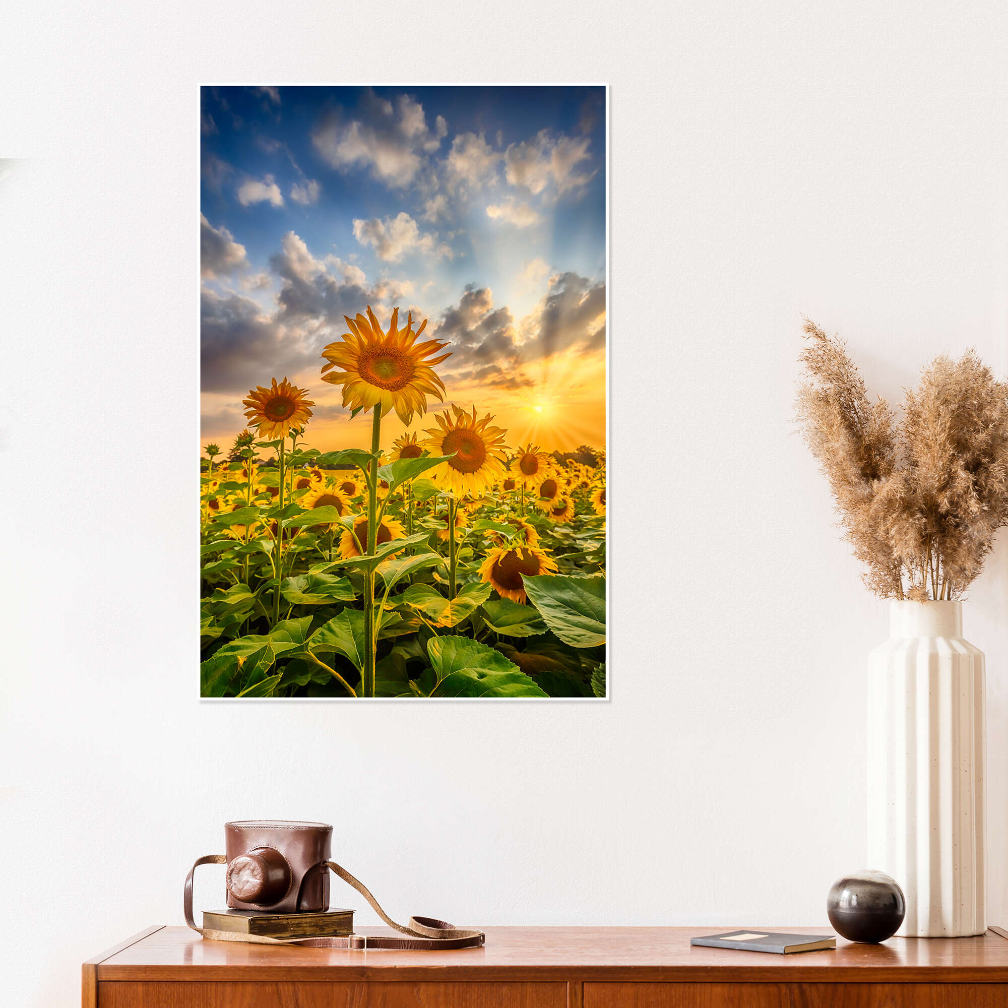 Sunflowers in the sunset print by Melanie Viola | Posterlounge