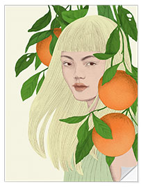 Wall sticker Girl with oranges