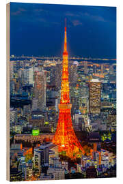 Holzbild Tokyo Tower - Fernsehturm in Tokio