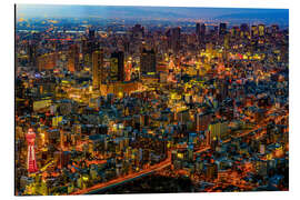 Aluminium print Illuminated Osaka at night, Japan