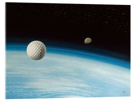 Acrylic print Golf ball in space