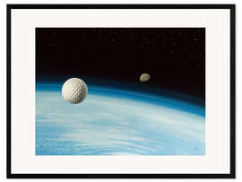 Ingelijste kunstdruk Golf ball in space