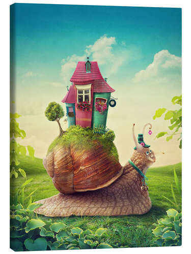 Canvas print Snail with home