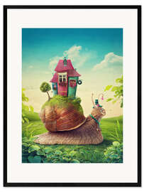 Gerahmter Kunstdruck Schnecke mit ihrem Häuschen