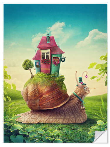 Vinilo para la pared Snail with home
