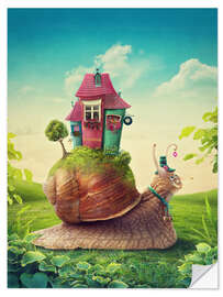 Vinilo para la pared Snail with home