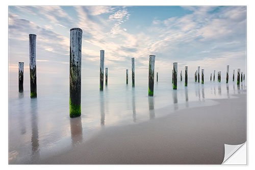 Selvklæbende plakat Poles at the Dutch Beach