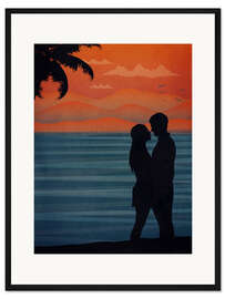 Gerahmter Kunstdruck Paar küsst sich am Strand