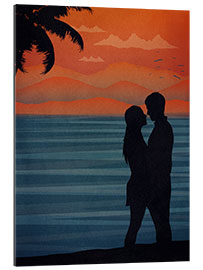 Tableau en plexi-alu Kissing Couple at the Beach