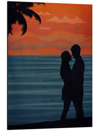 Magnettafel Paar küsst sich am Strand