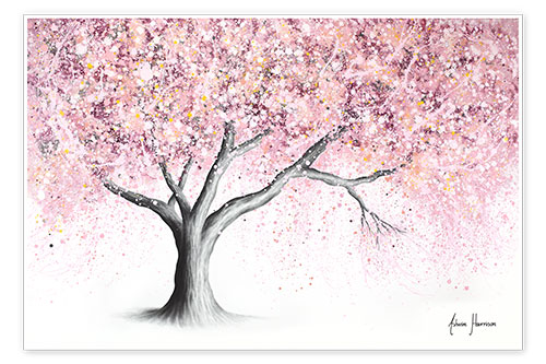 Poster Mountain Blossom Tree